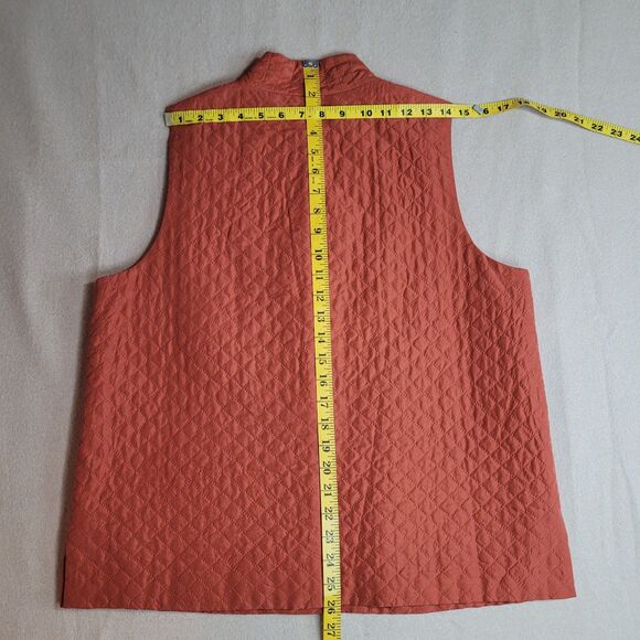 Eileen Fisher 100% Silk Vest Womens M Terracotta Quilted Snap Front Lightweight - Picture 6 of 13